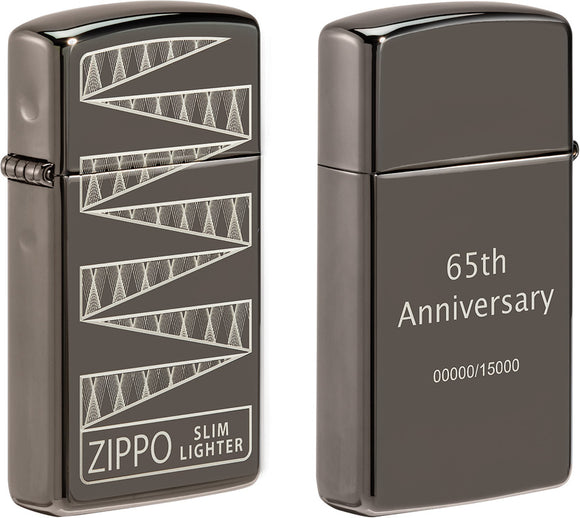 Zippo 65th Anniversary Slim Lighter Black Ice Colored 2.38