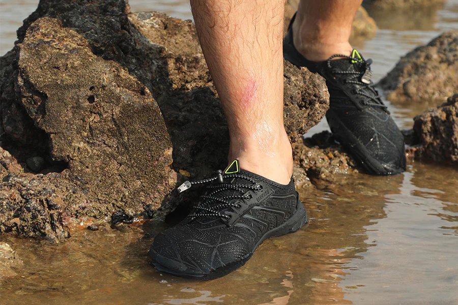 Protecting feet from being cut by debris.