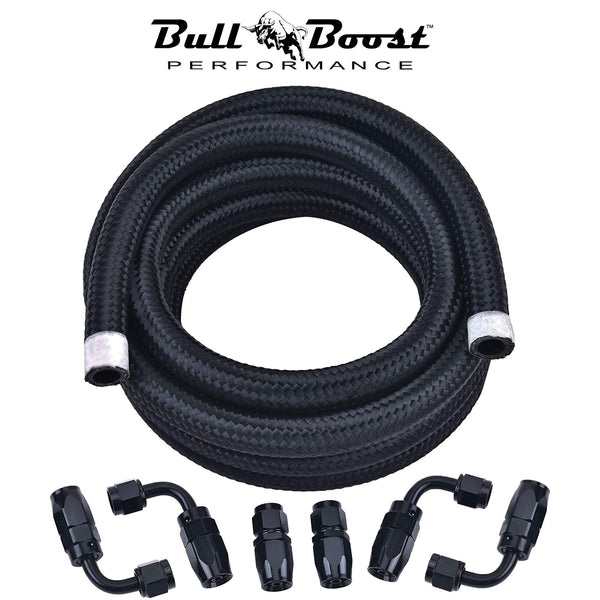  20Ft AN6-6AN AN-6 Synthetic and Stainless Steel Braided Fuel  Hose and 10x 6AN Hose Fitting Kit Blue & Red : Automotive