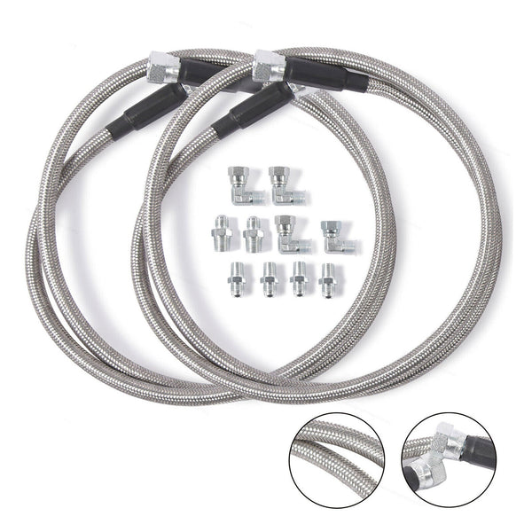 VSWIG 6AN Transmission Cooler Lines 52 inch Replace 700R4/ TH350/ TH400/ NP-700RT, Stainless Steel Braided Hose Fitting Repair Kit for GM Chevy Ford