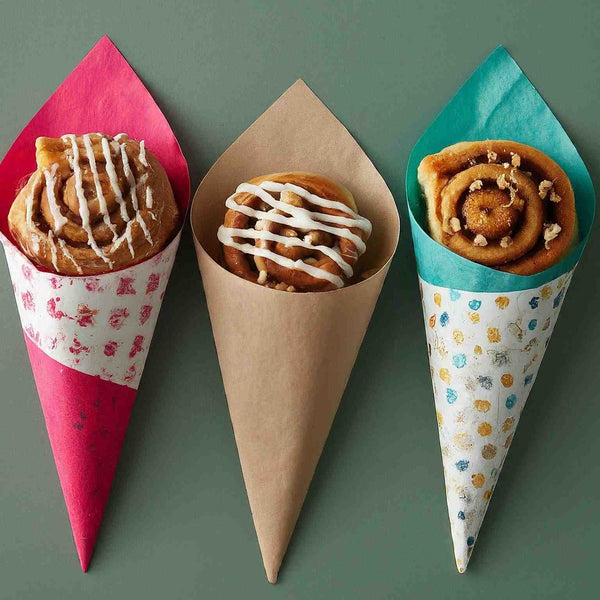 paper cone cinnamon roll packaging ideas