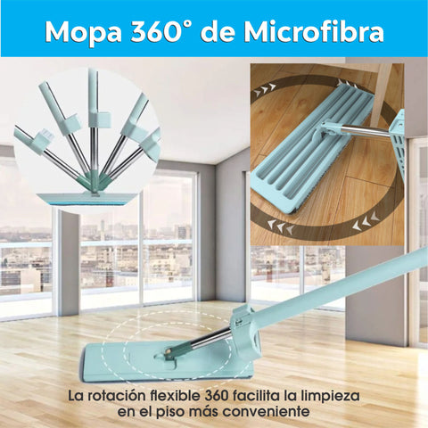 Limpieza De Pisos Microfibra Trapeador Giratorio 360 De Acero s
