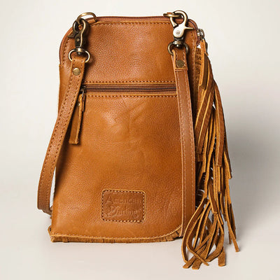 American Darling Cowhide & Leather Tooled Bag with Fringe – R Bar B