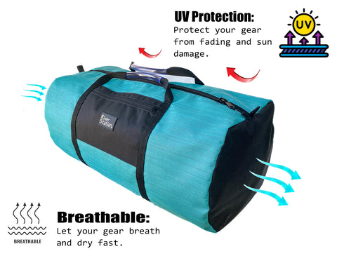 Mesh gear bag for whitewater rafting.