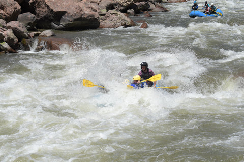 Rafting in the royal gorge in colorado with river station gear. 