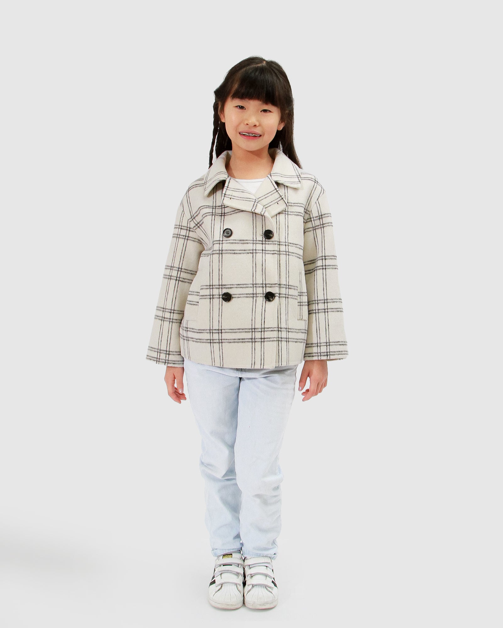 Adore You Wool Blend Peacoat - Cream Check