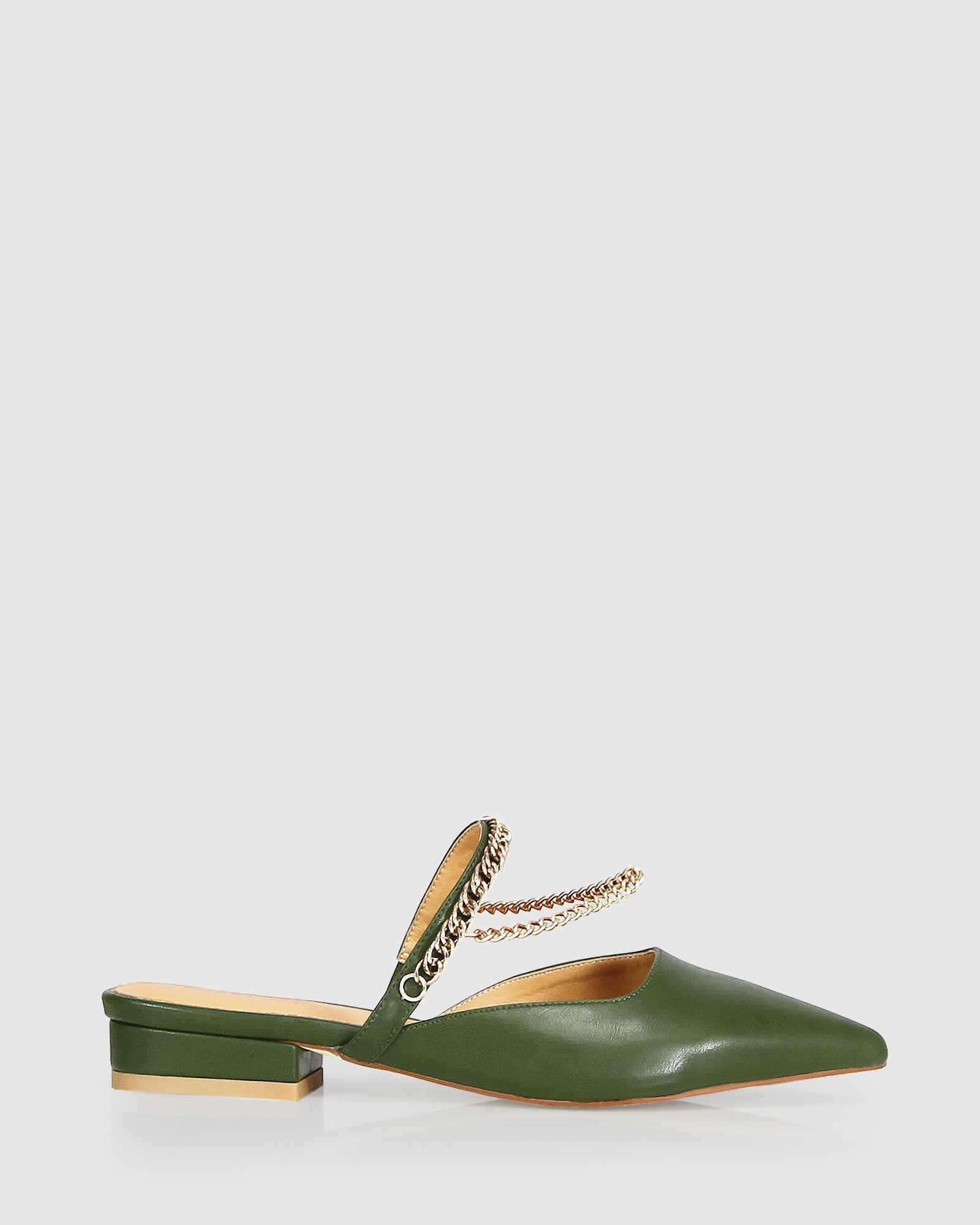 On The Go Leather Flat - Khaki