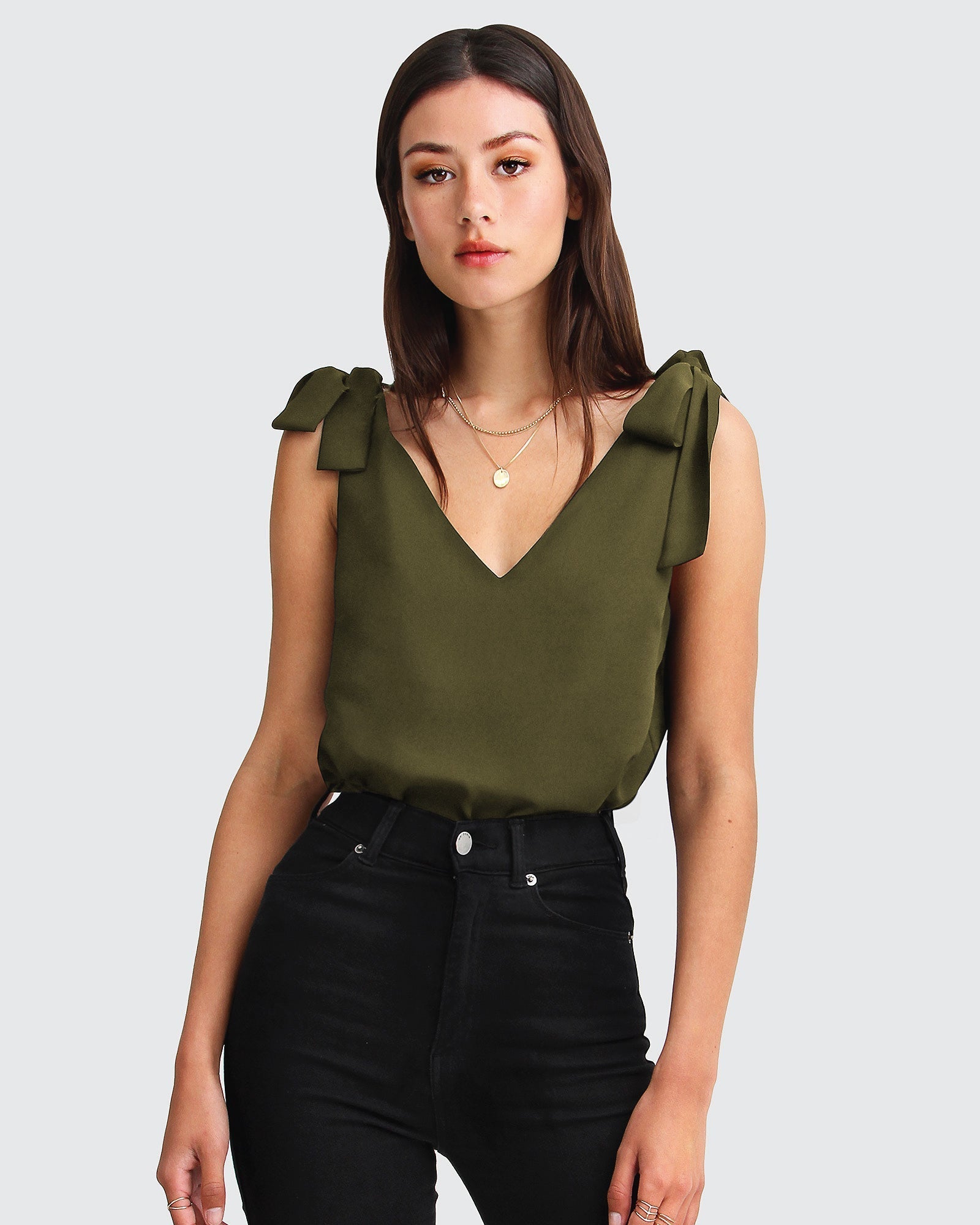 Feel For You V-Neck Top - Military