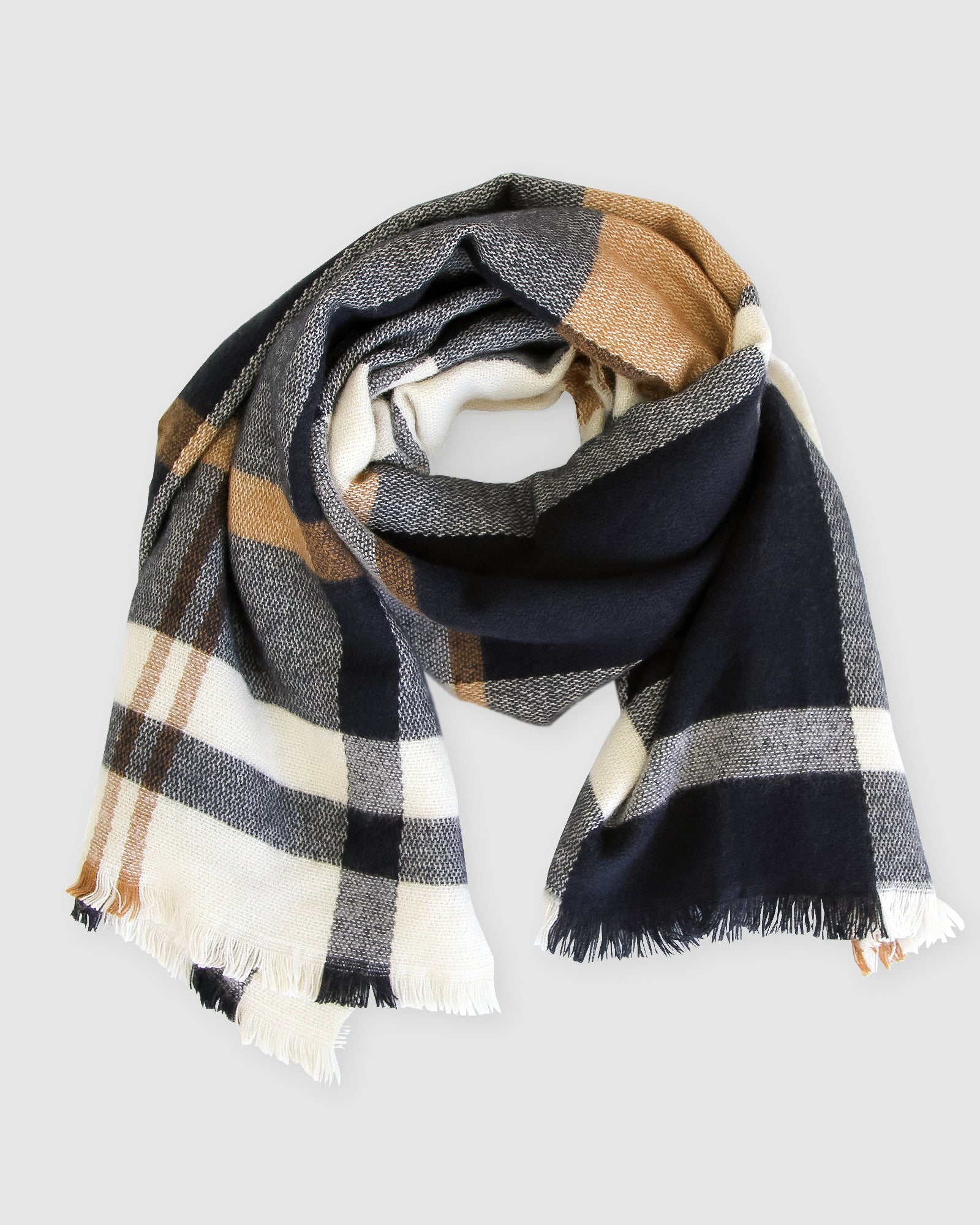 Staten Island Plaid Scarf - Navy