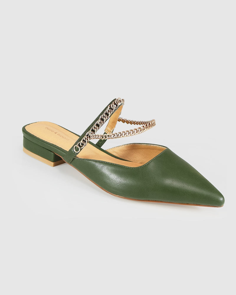On The Go Leather Flat - Khaki - Belle & Bloom
