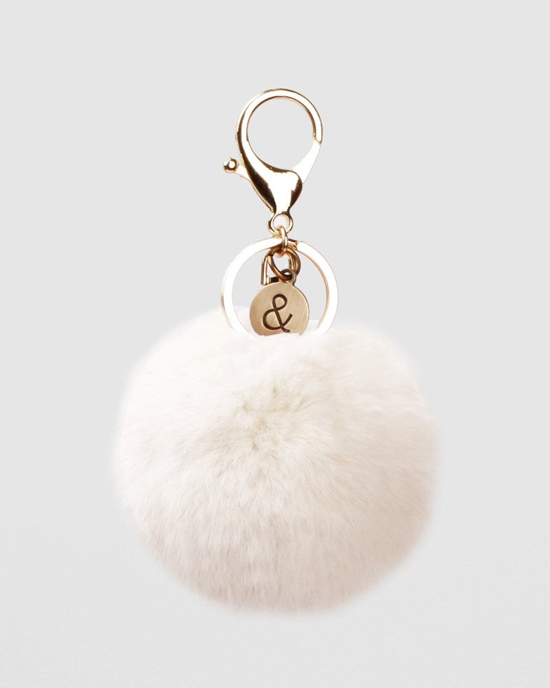 Faux Fur Pom Pom Keychain - Vanilla