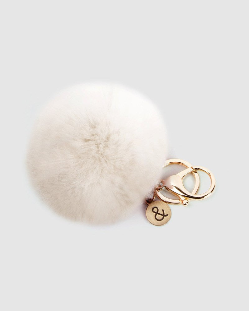 Faux Fur Pom Pom Keychain - Vanilla