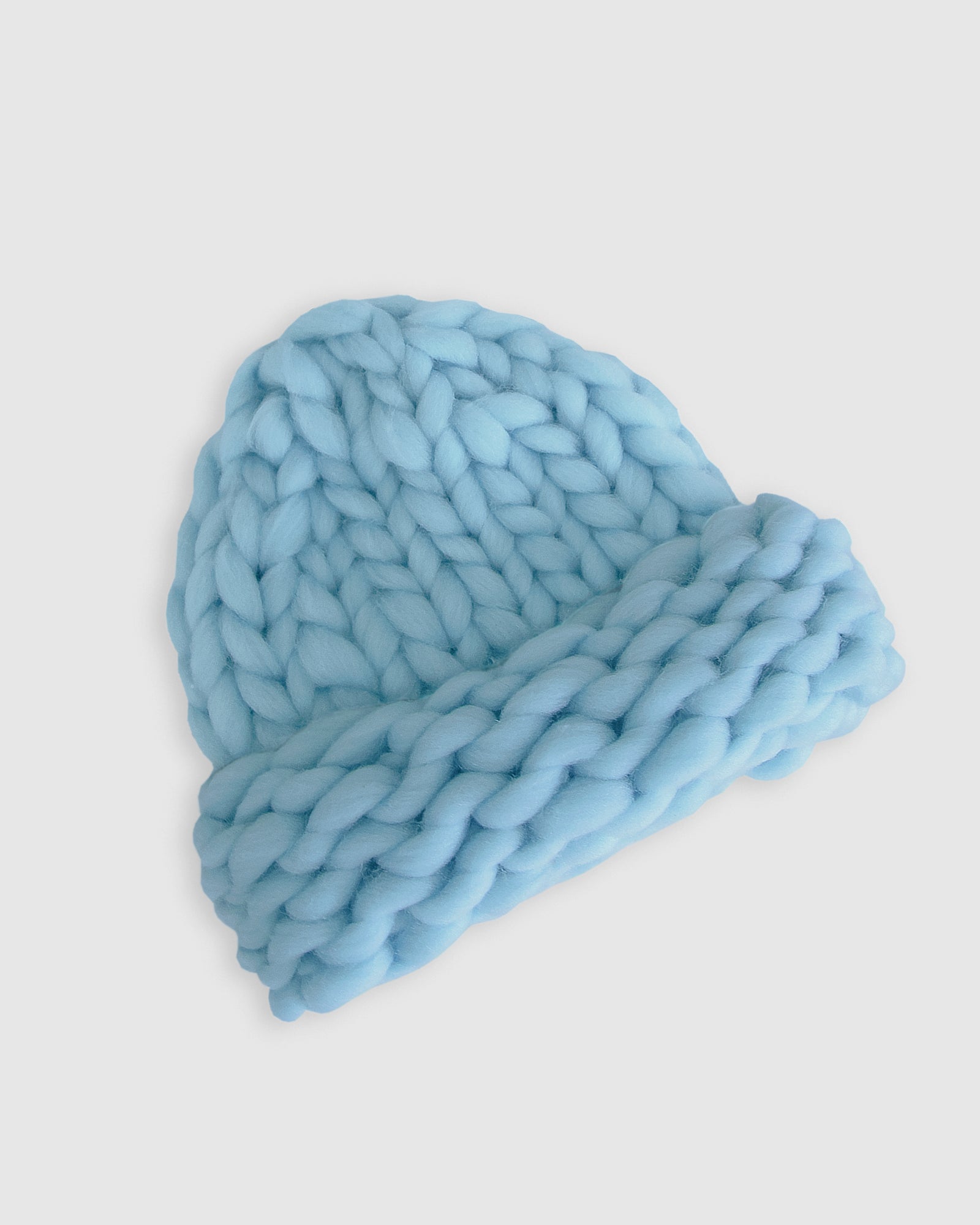 Snowflake Hand Knitted Beanie - Sky Blue