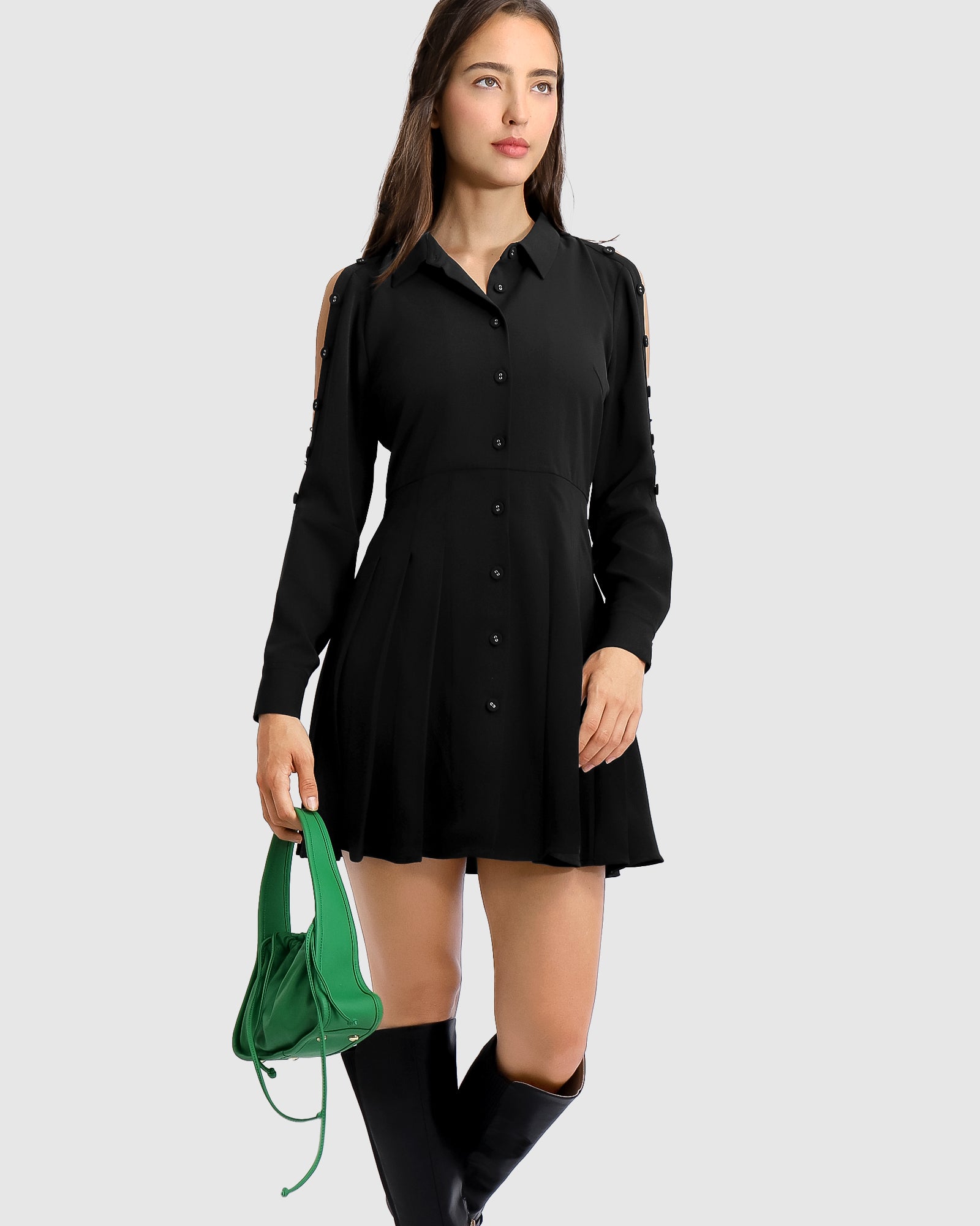 Lucky Brand Eyelet Mini Dress Washed Black MD (US 8-10) 