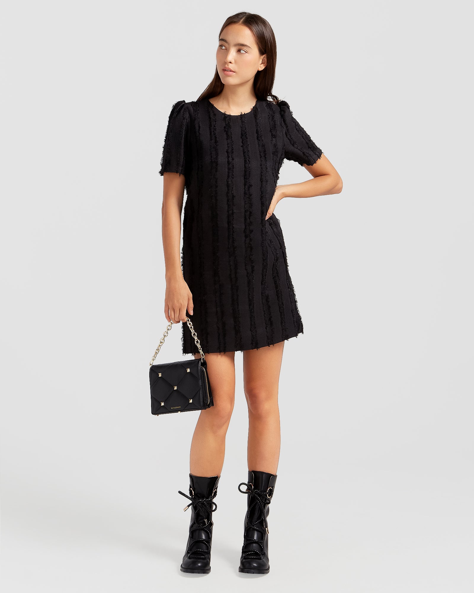 Star Child Textured Mini Dress - Black