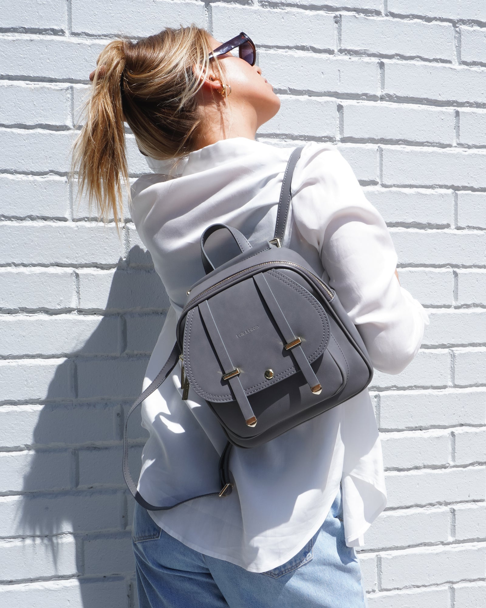 Camila Leather Backpack - Ash