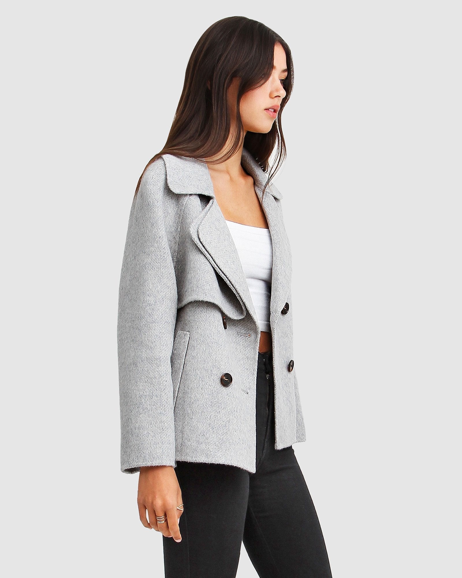 I'm Yours Wool Blend Peacoat - Grey