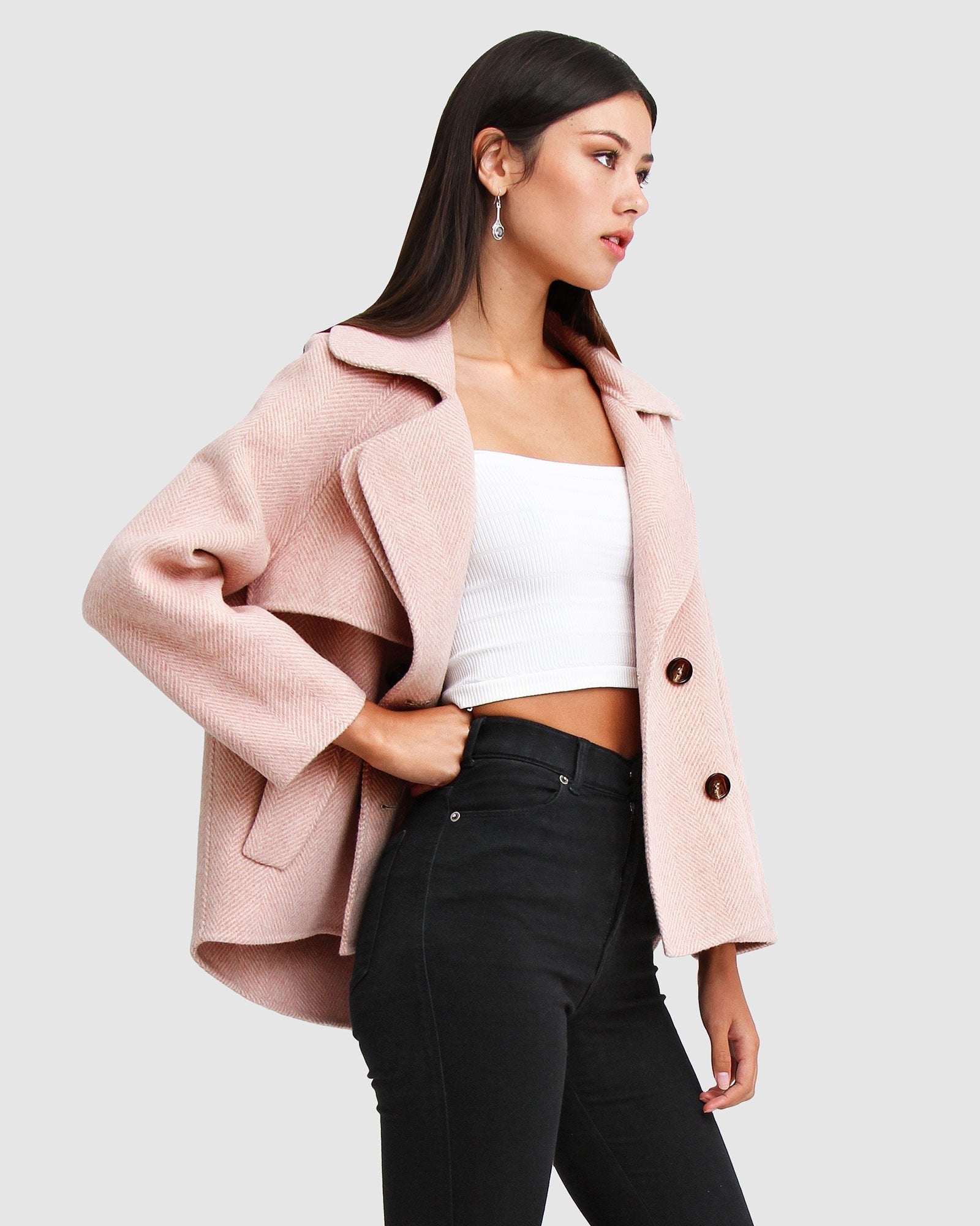 I'm Yours Wool Blend Peacoat - Blush