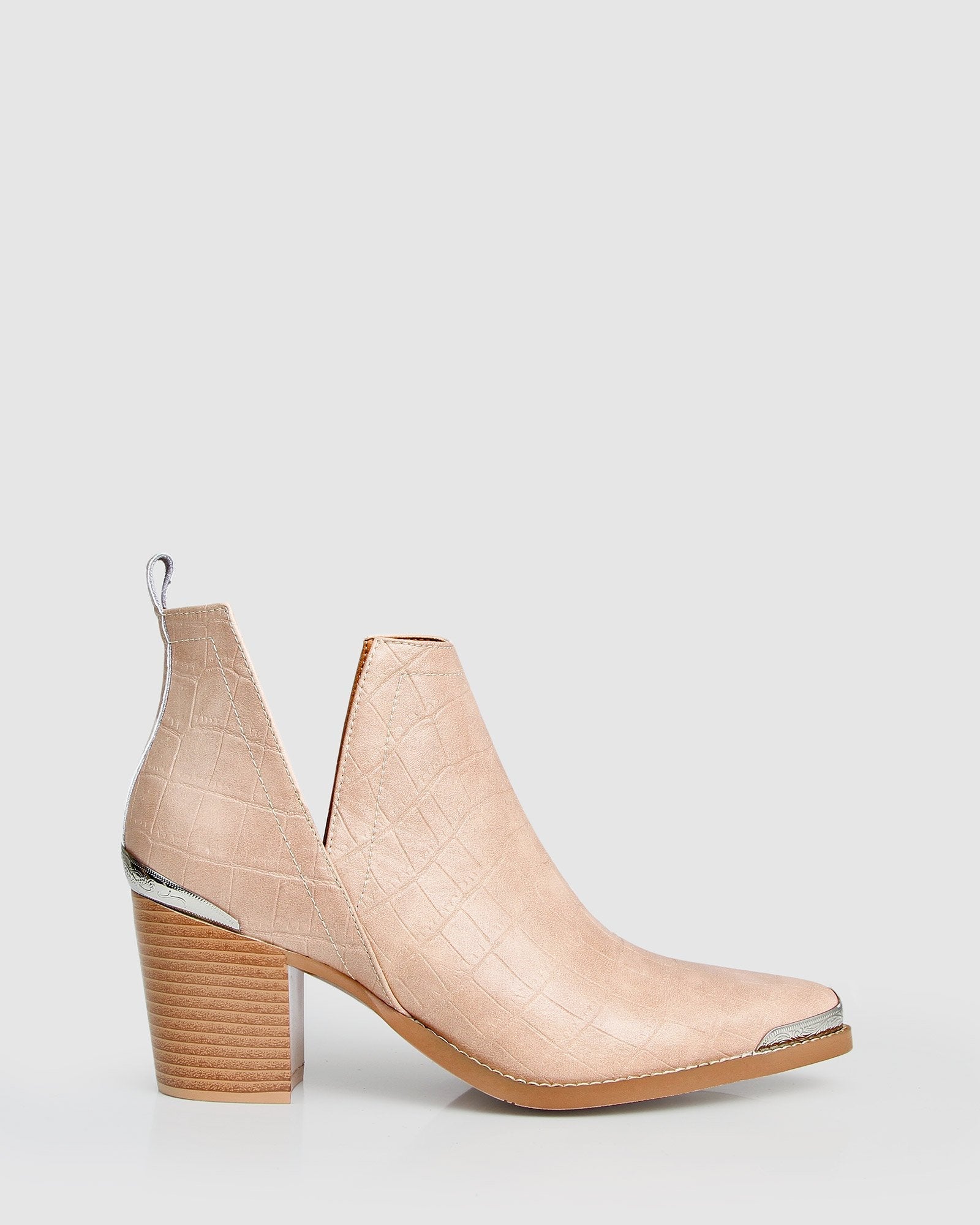 Austin Croc Embossed Ankle Boot - Blush