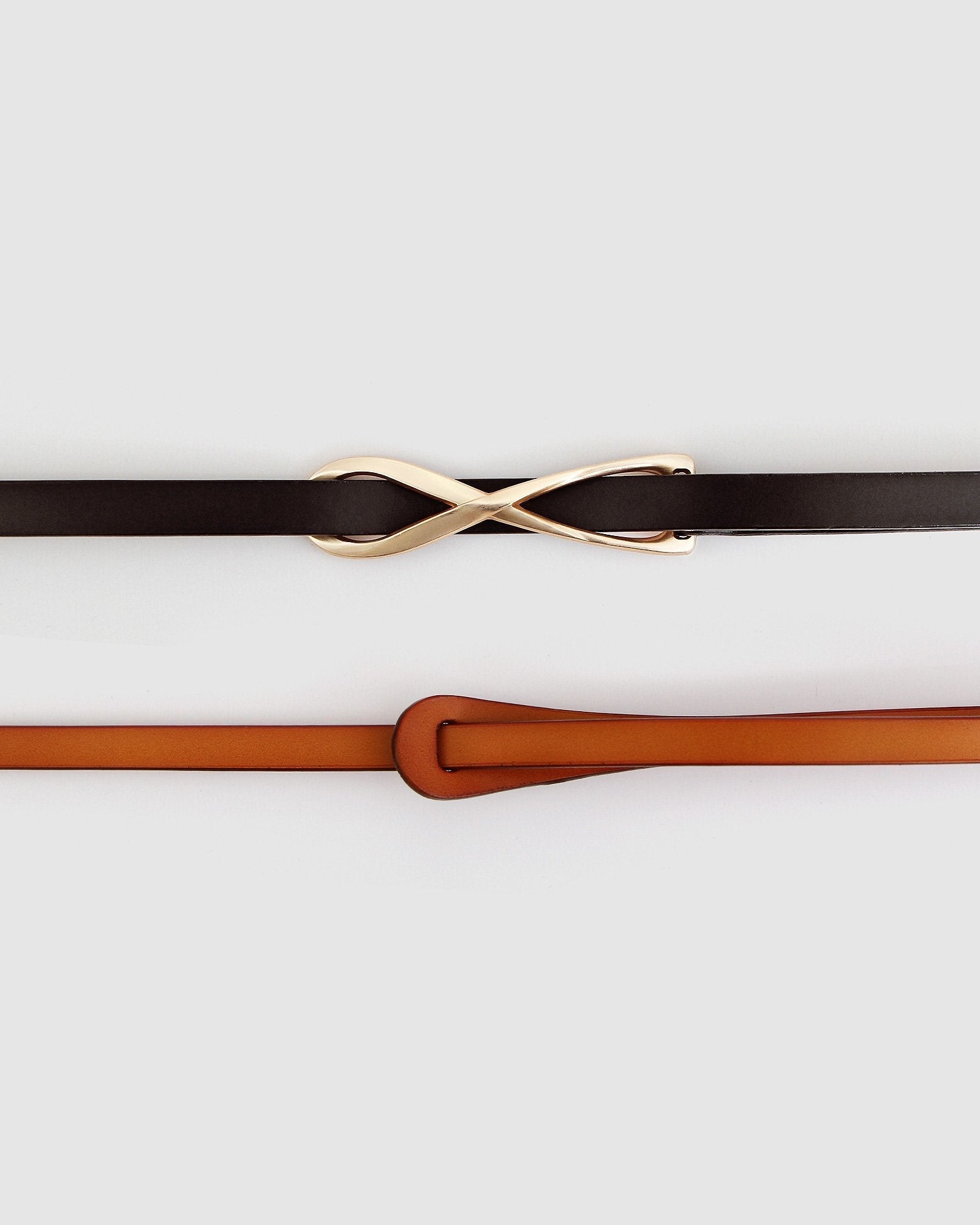 Leather Tie Belt  2 pack - Black / Brown