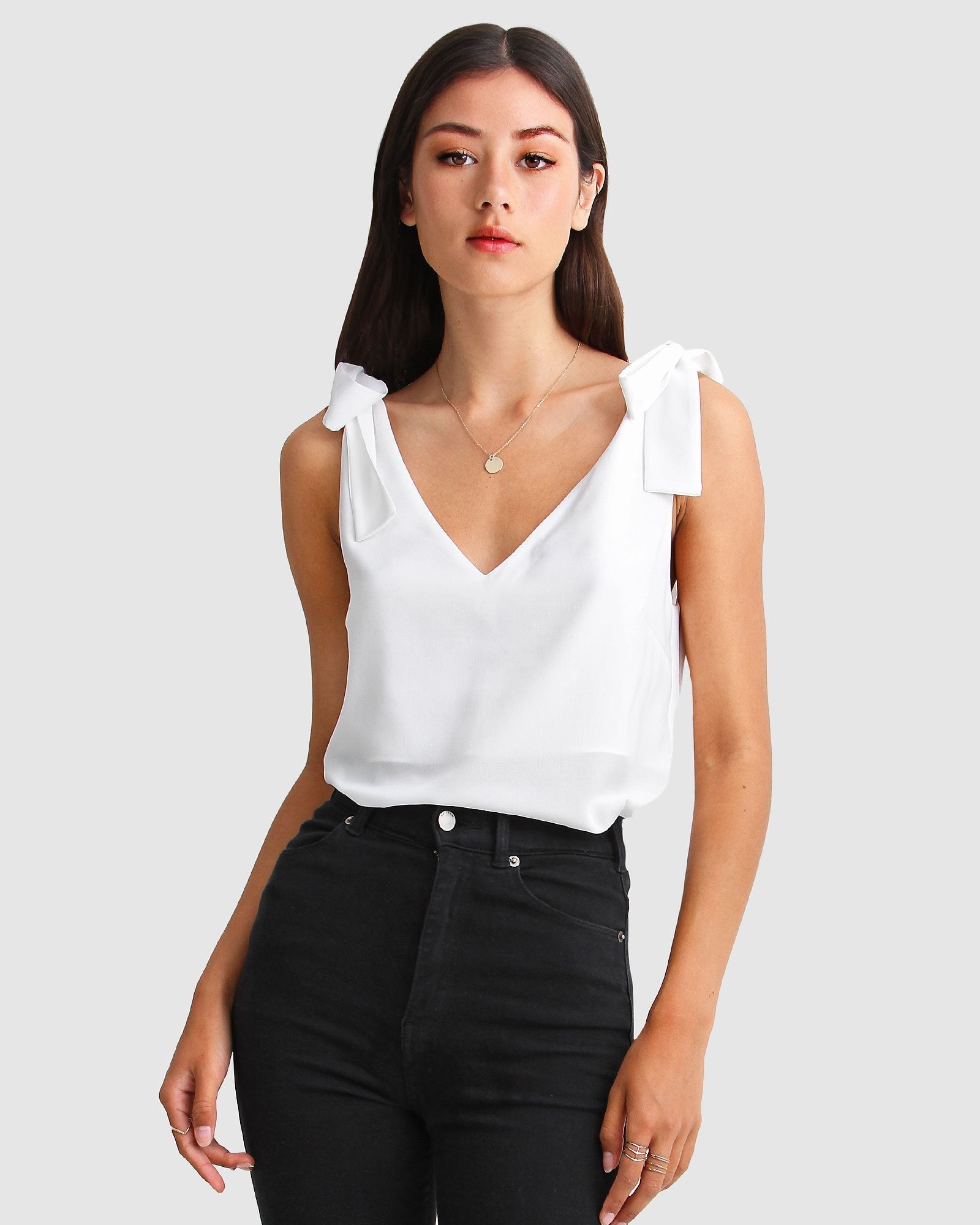 Feel For You V-Neck Top - White