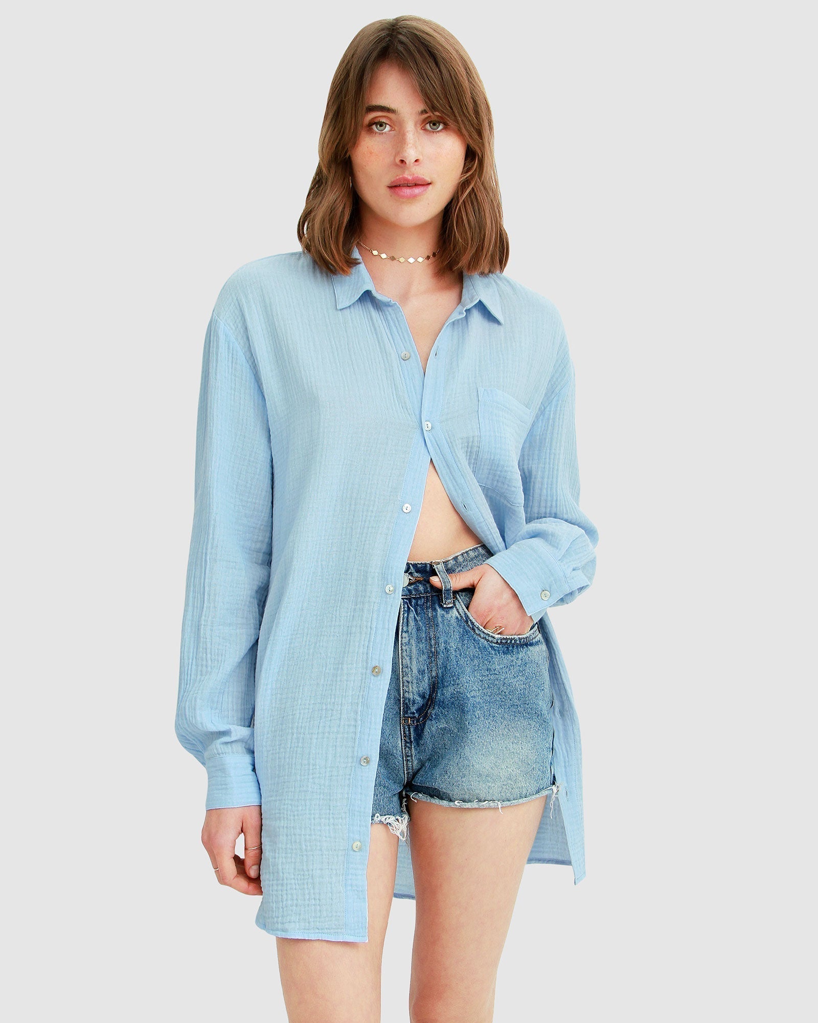 South Coast Oversized Shirt - Light Blue FINAL SALE