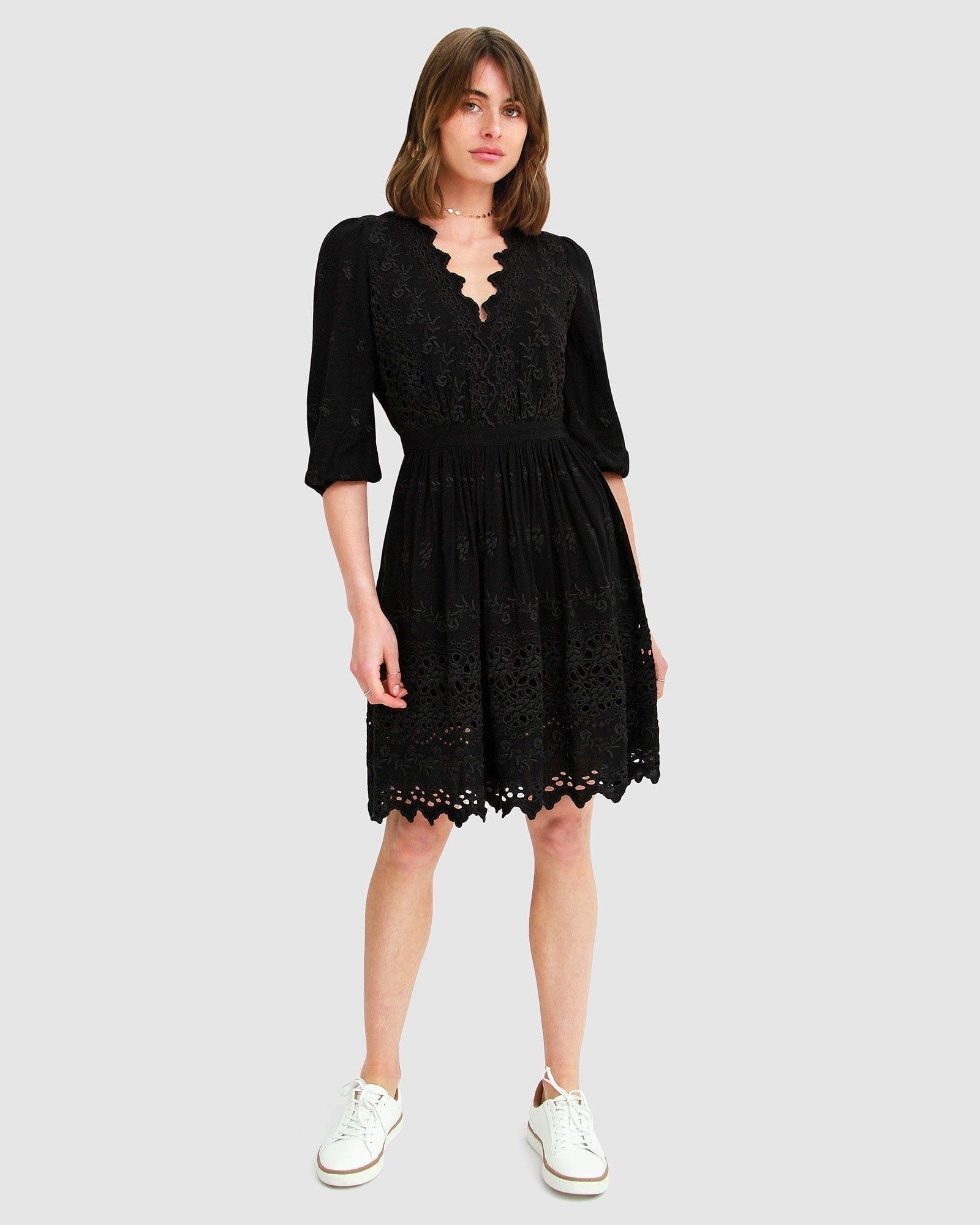 Sweet Talk Eyelet Mini Dress - Black