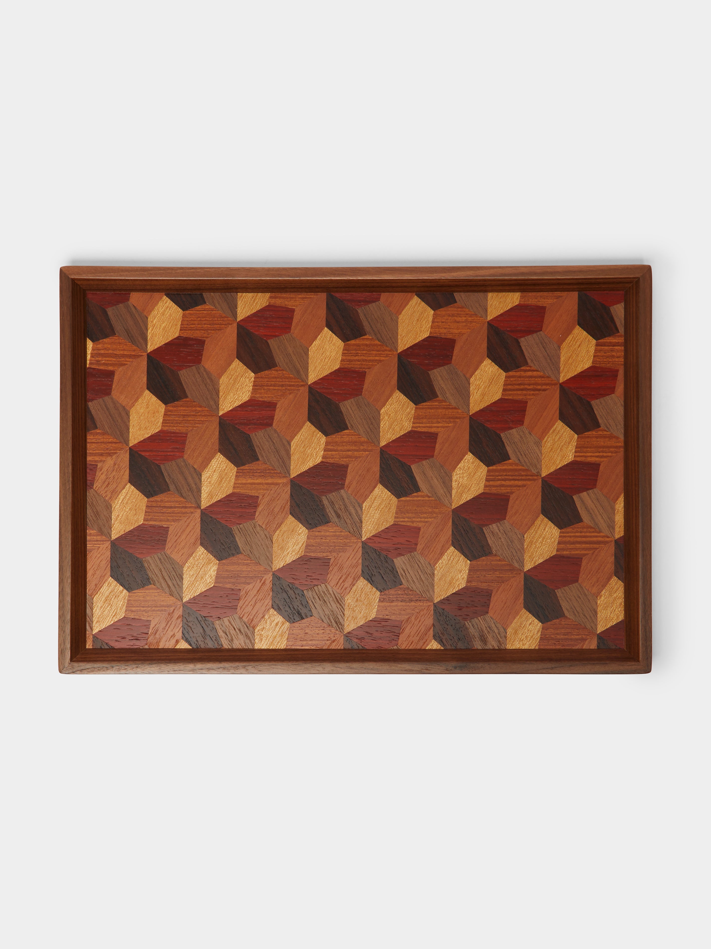 Mori Kougei Poke Wood Rectangular Tray In Animal Print