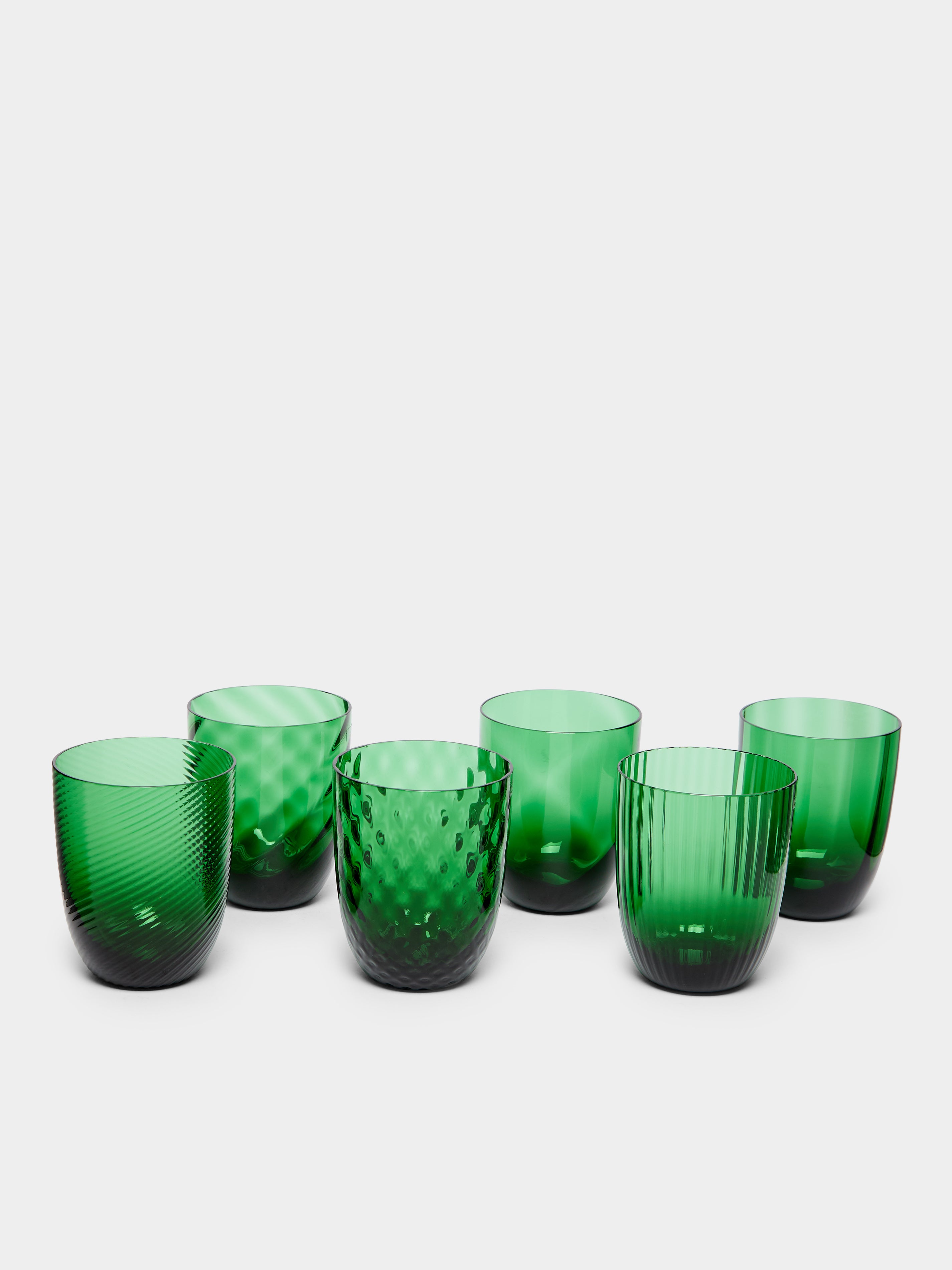Nasonmoretti Idra Hand-blown Murano Glass Tumblers (set Of 6) In Green