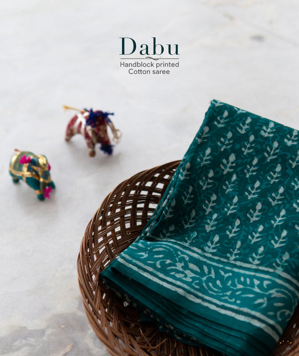 Dabu handblock printed mul cotton sarees