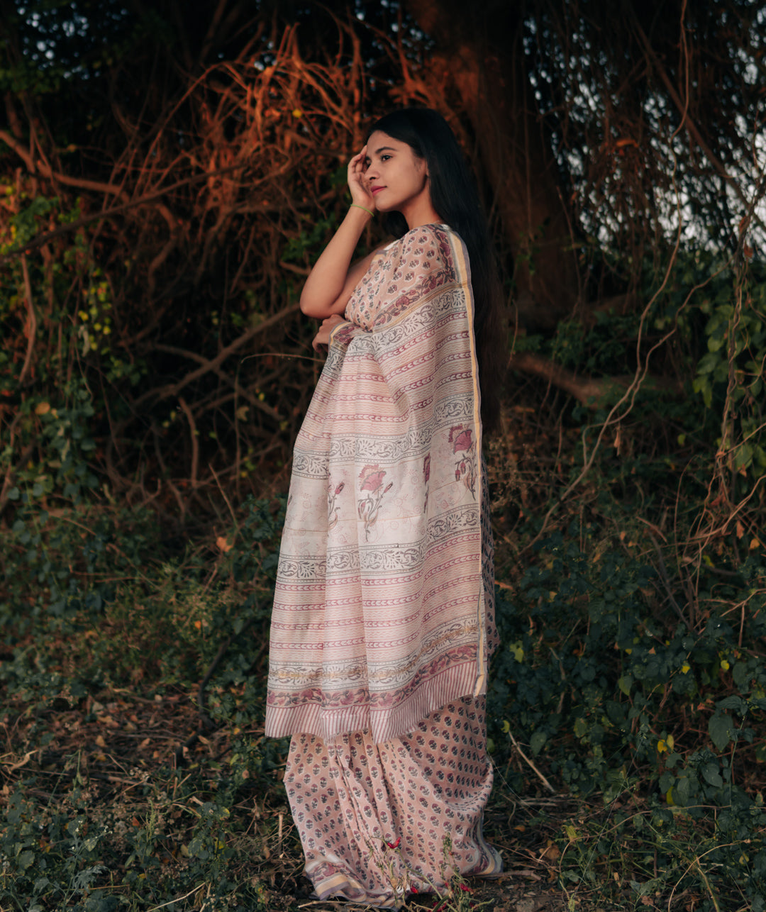 Sanganer Handblock Printed saree | AMOUNEE - Handloom & Handicraft ...