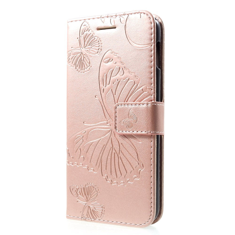 INCOVER Samsung Galaxy S10e LÃ¦der Cover m. Pung Butterflies - Rose Gold