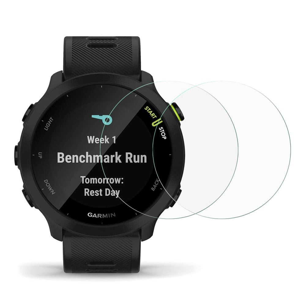 INCOVER Garmin Forerunner 55 Arc Edge SkÃ¦rmbeskyttelse - HÃ¦rdet Glas 2 Stk. Gennemsigtigt