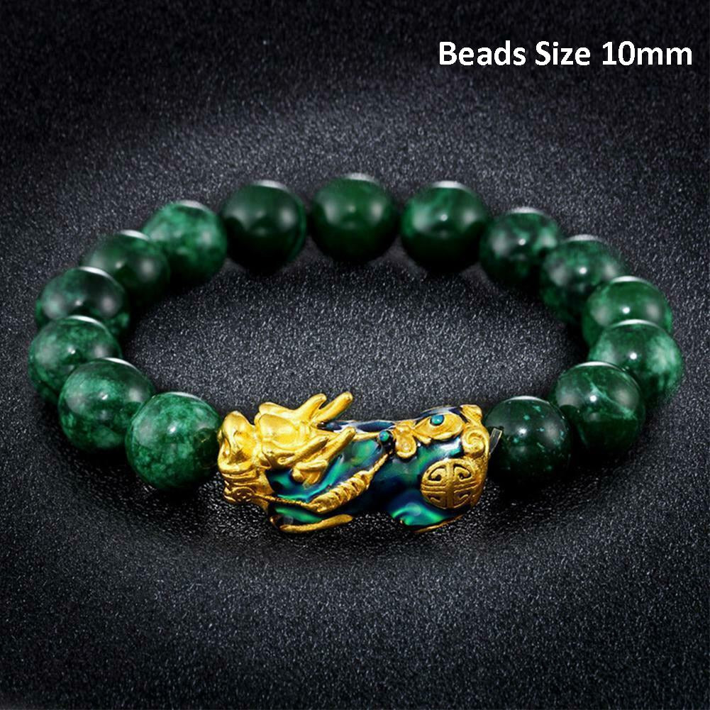 Stone Beads -Bracelet -Men -Women -Unisex Chinese -Feng Shui Pi Xiu -Obsidian -Wristband -Gold Wealt