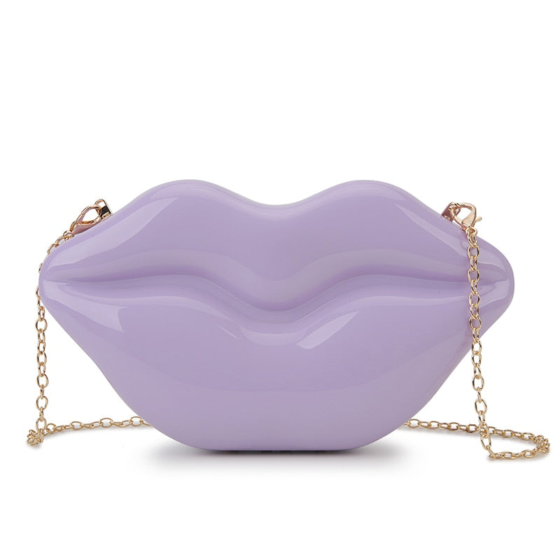 Sexy Red Lips Design Women Party Clutch  Evening Bag  Dazzling Female Chain Bag Crossbody Bag Purses