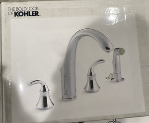 KOHLER Forte 10445-CP Kitchen Faucet with Side Spray in Chrome - OCstar Home Supplies