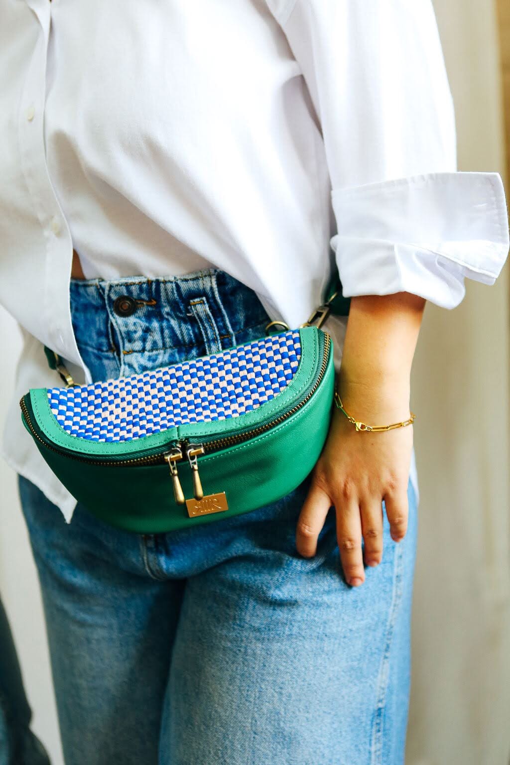 Noah Fanny Pack Navy with Black Leather