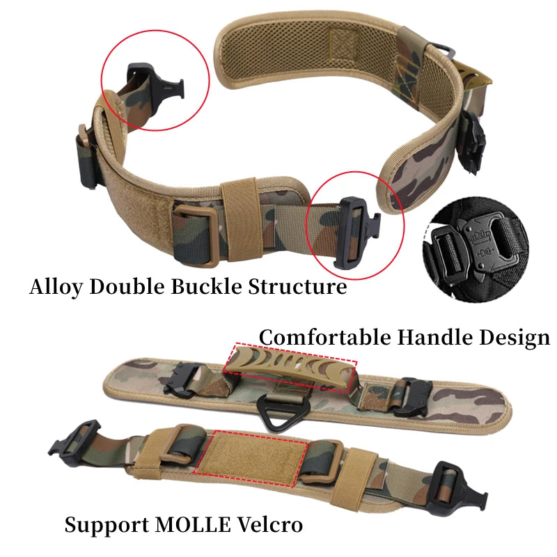 Tactical Dog Collar - Metal buckle detail and adjustable sizing