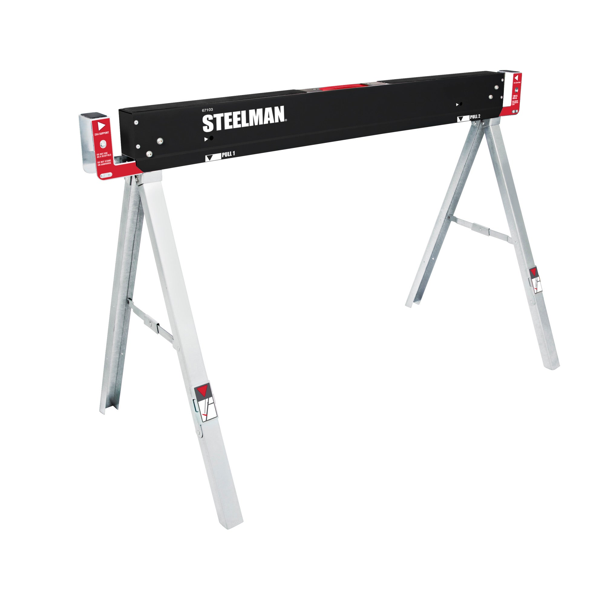 Steelman 2-Piece Adjustable Height Folding Sawhorse Work Table Set