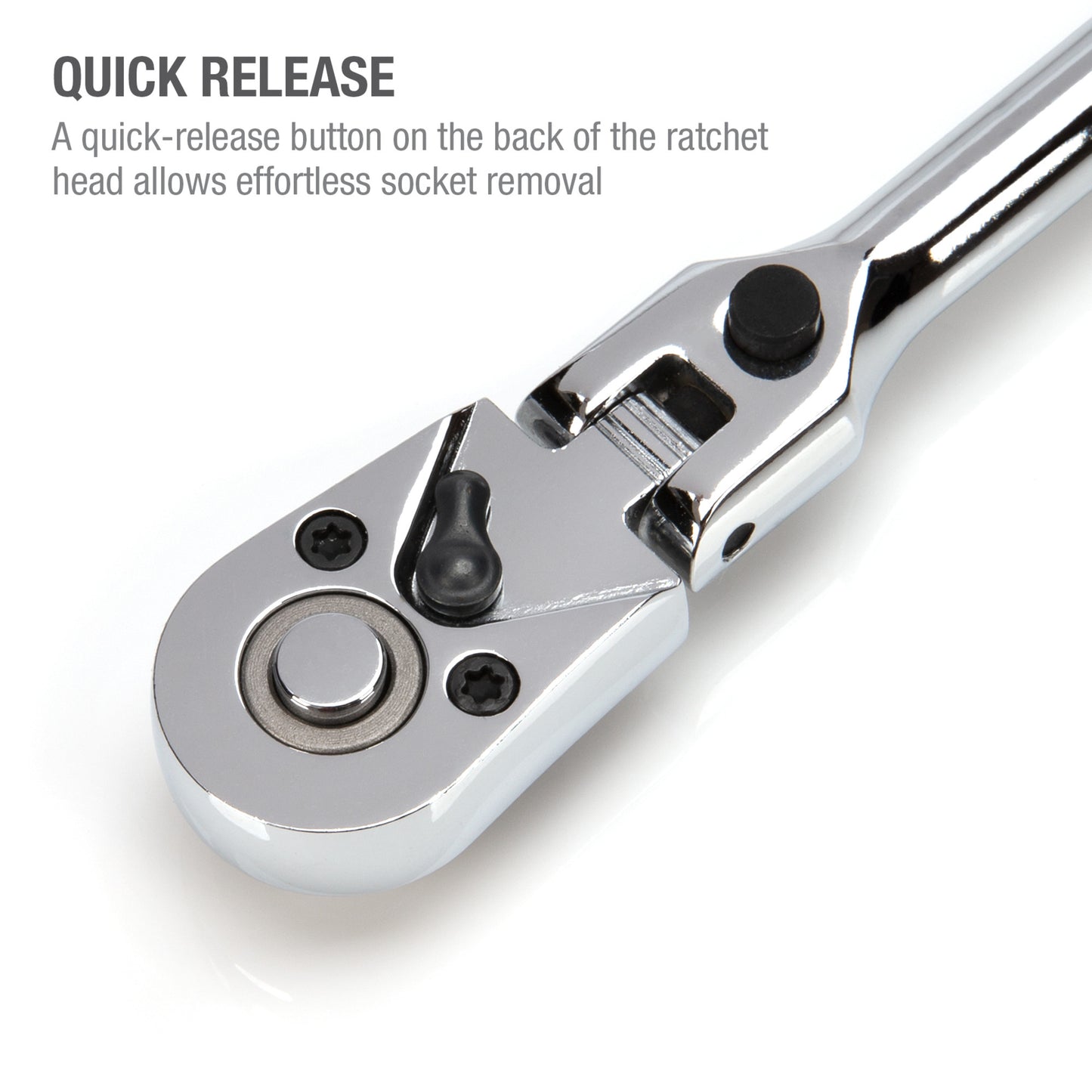 1/4-Inch Drive 72-Tooth 180-Degree Flex-Head Reversible Quick-Release Ratchet with 12-Inch Long Full Polish Handle