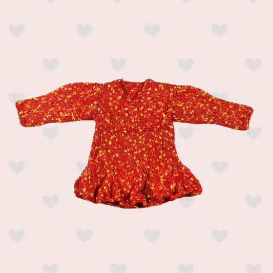 Red Spotted Woollen Frock