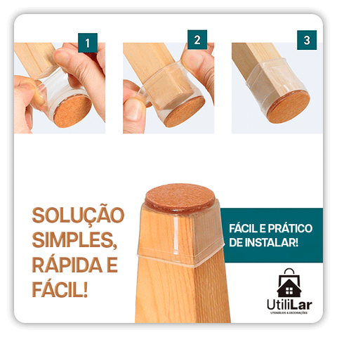 Protetores de Piso em Silicone Para Pés de Cadeiras - Kit com 16