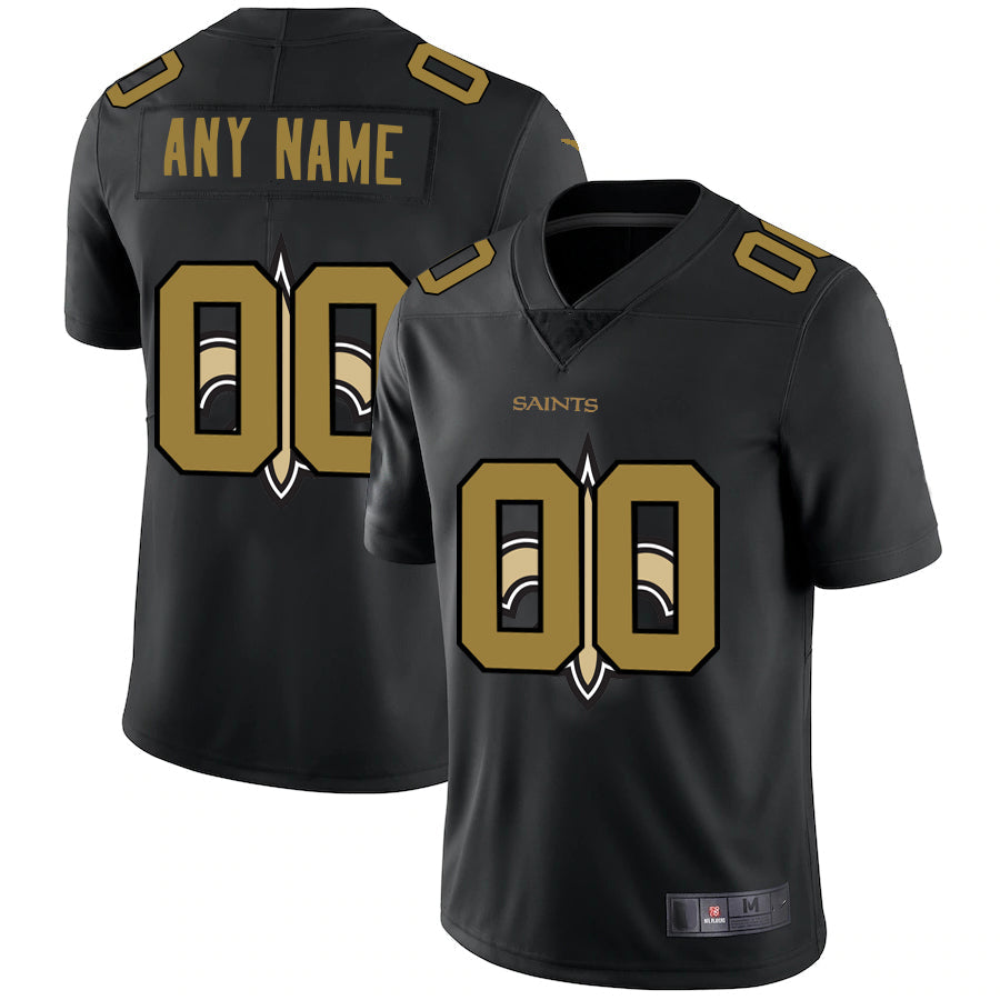 Custom NO.Saints Team Logo Dual Overlap Limited Jersey Black American Jerseys Stitched Jersey Footba