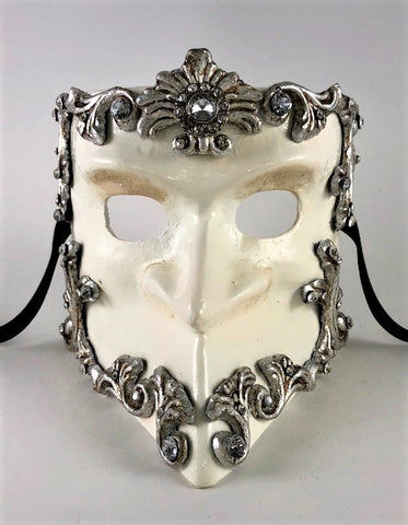 Bauta Venetian Mask, White Masquerade Mask – Visions of Venice