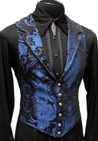 Men’s Victorian Aristocrat Vest – Blue on Black – Visions of Venice