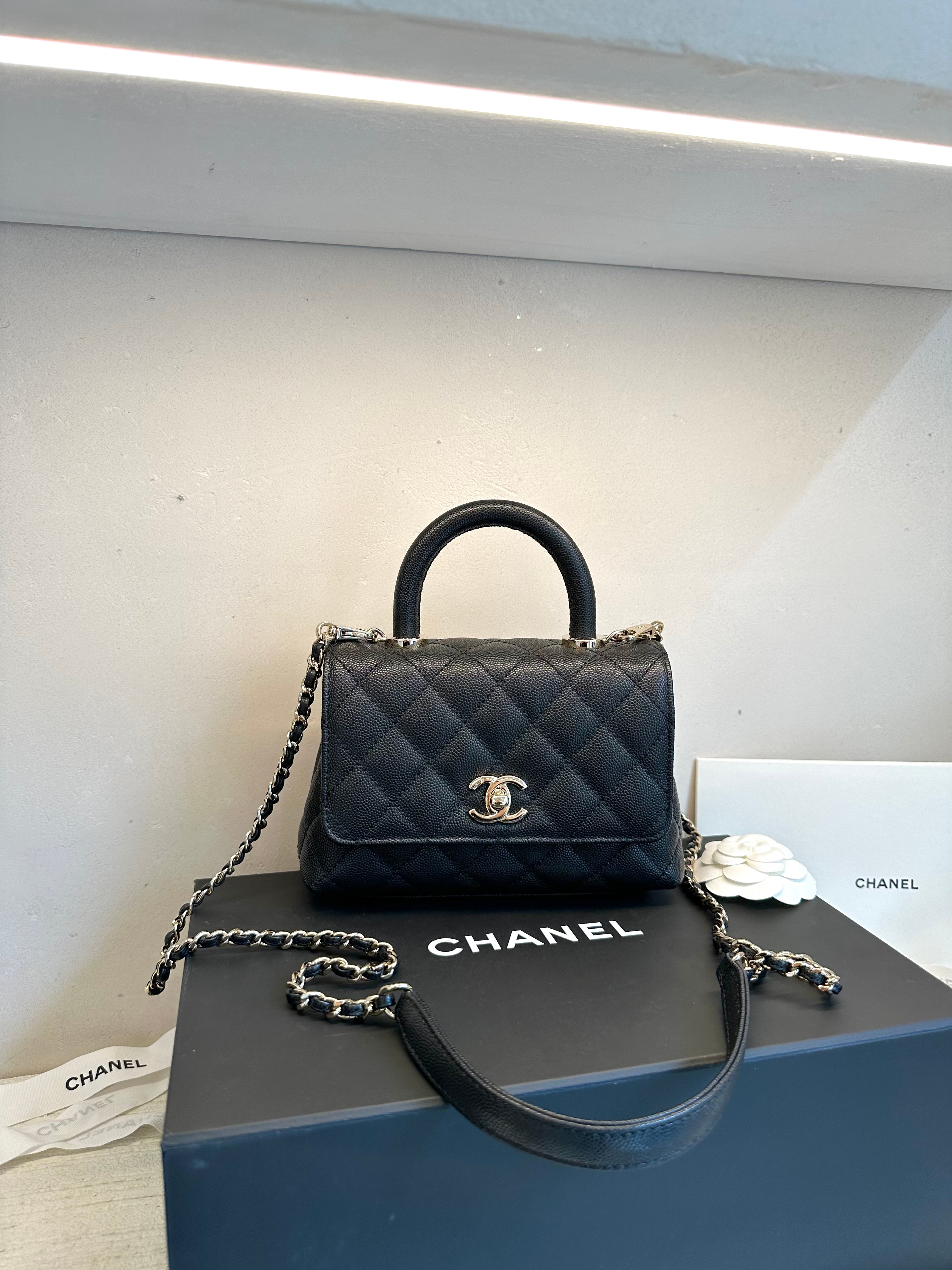 Chanel mini coco handle caviar leather  used  retagboutique