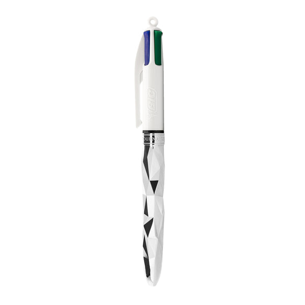 BIC Stylo bille 4 Couleurs Shine corps métallique Argent