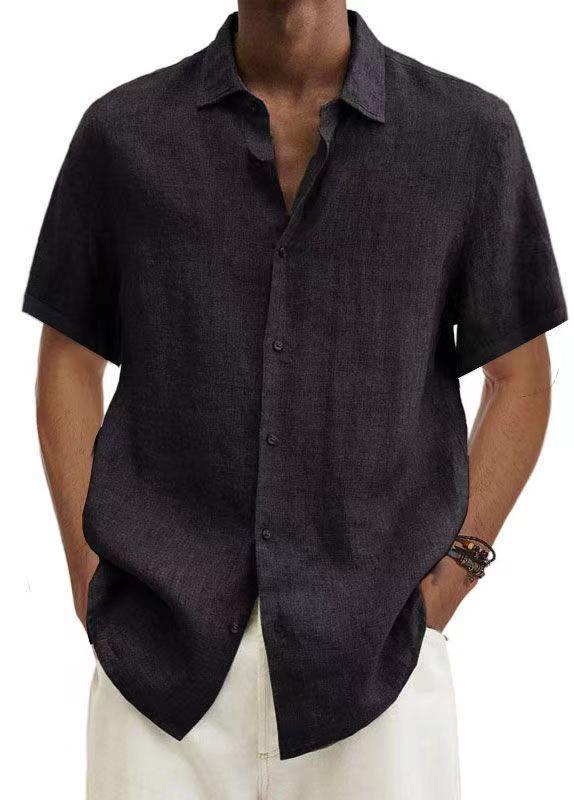 Men's Simple Solid Color Casual Short Sleeve Shirt