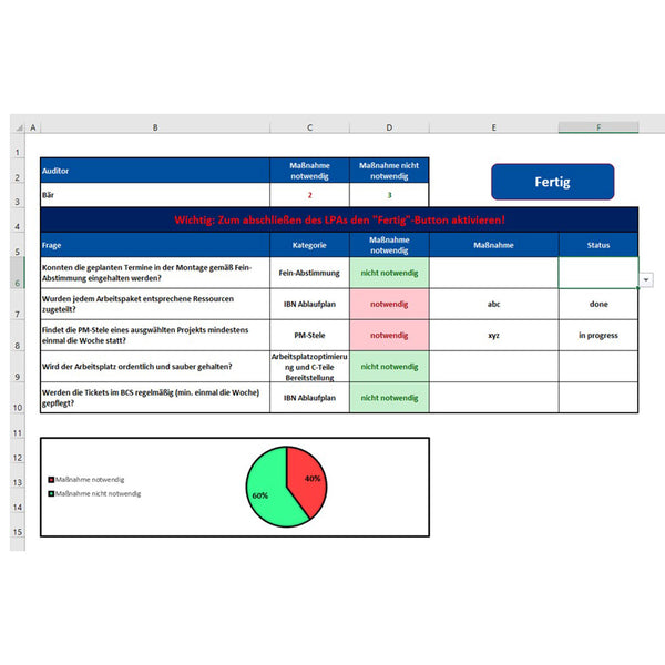 layered Process Audit Auswertung Excel-Tool