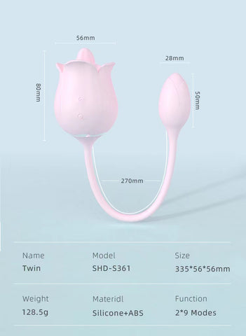 Pink Rose Vibrator - 9 Vibration Tongue Vibrator with Vibrating Egg-9